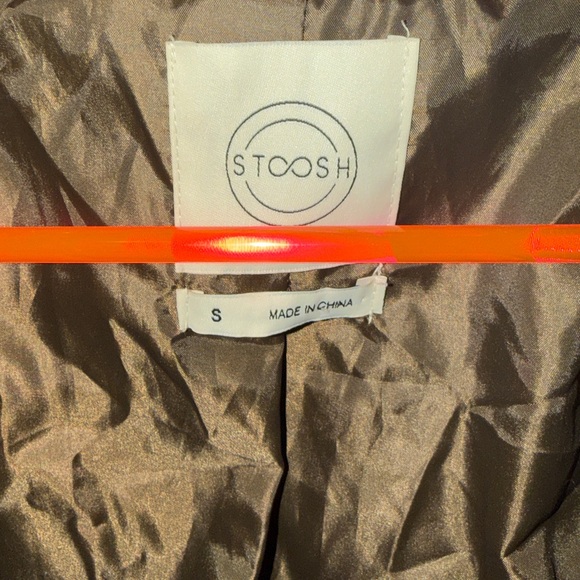 Brown Teddy Coat Sherpa Faux Shearling Mid Length STOOSH Size S - Picture 7 of 9